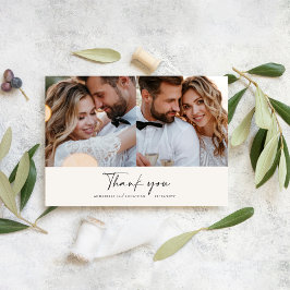 Tarjeta De Agradecimiento Gracias Boda fotográfico moderno gris mínimo