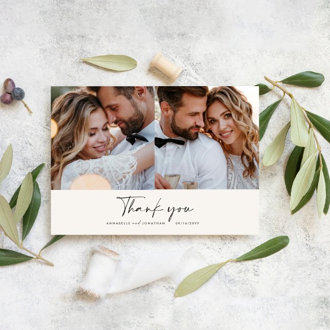 Tarjeta De Agradecimiento Gracias Boda fotográfico moderno gris mínimo (Subido por el creador)