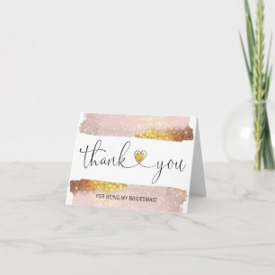 Tarjeta De Agradecimiento GRACIAS Boda Gold por ser mi BRIDESMAID