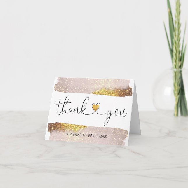 Tarjeta De Agradecimiento Gracias Boda Gold por ser mi BRIDESMAID (Anverso)