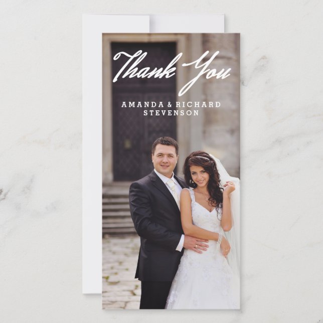 TARJETA DE AGRADECIMIENTO GRACIAS | BODA GRACIAS FOTO (Anverso)