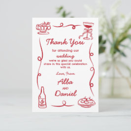 Tarjeta De Agradecimiento Gracias Boda Mano caprichosa roja