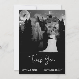 Tarjeta De Agradecimiento Gracias Boda Mansión Octubre Halloween