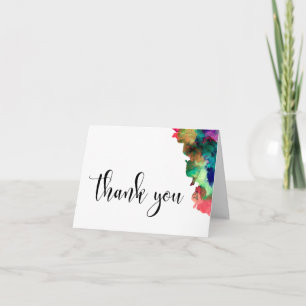 Tarjeta De Agradecimiento Gracias Boda Negro Tipo Colorido Acuarela 4