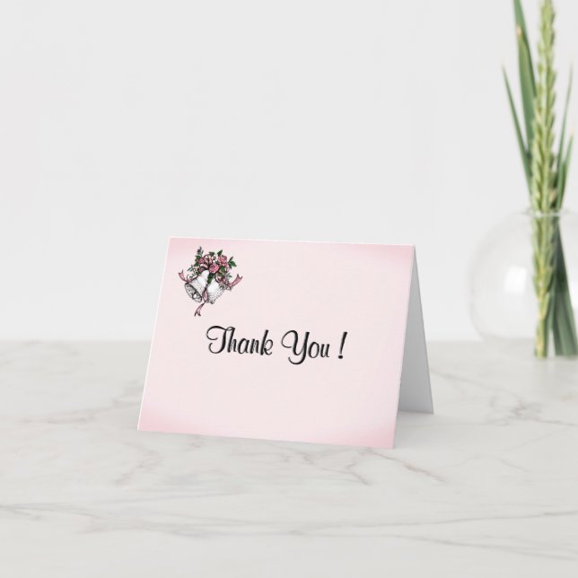 Tarjeta De Agradecimiento Gracias Boda Rosado (Anverso)