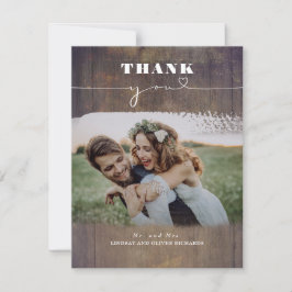 Tarjeta De Agradecimiento Gracias Boda Rústico De Fotografía De Madera Sobre