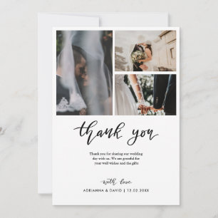 Tarjeta De Agradecimiento Gracias Boda Script Collage de fotos de parejas