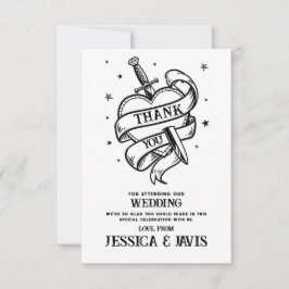 Tarjeta De Agradecimiento Gracias Boda Tradicional Tattoo Heart Knife