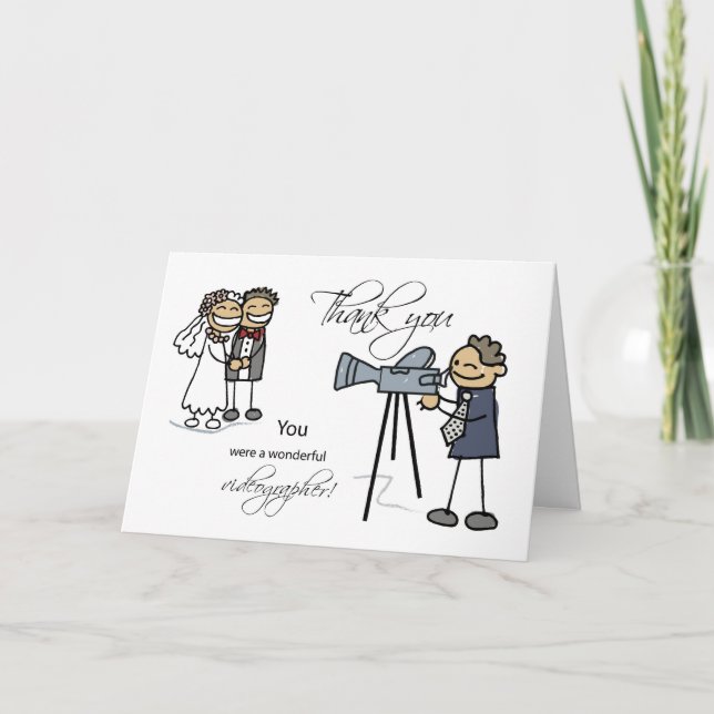 Tarjeta De Agradecimiento Gracias Boda Videógrafo, Palos (Anverso)