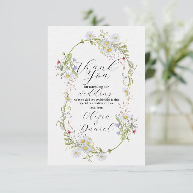 Tarjeta De Agradecimiento Gracias Boda Wildflowers Spring Engagement (Anverso de pie)
