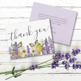 Tarjeta De Agradecimiento Gracias Boho Lemons y Lavender Bridal Shower