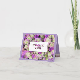 Tarjeta De Agradecimiento Gracias Bonitos Flores Purple Bold Text
