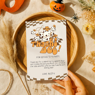 Tarjeta De Agradecimiento Gracias Boo Cowboy Halloween Patrón revisado
