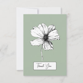 Tarjeta De Agradecimiento Gracias Botánico Card Sage Green - Floral