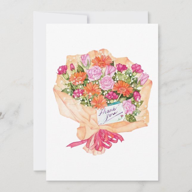 Tarjeta De Agradecimiento Gracias Bouquet (Anverso)