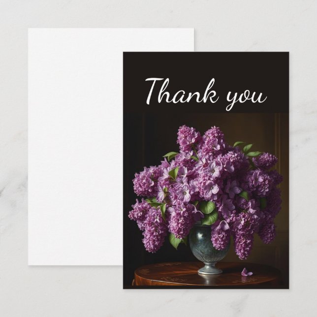 Tarjeta De Agradecimiento Gracias Bouquet Spring Flowers Lilac Mauve (Anverso / Reverso)