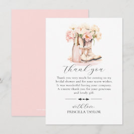 Tarjeta De Agradecimiento GRACIAS BRIDAL SHOWER Cowgirl Boots