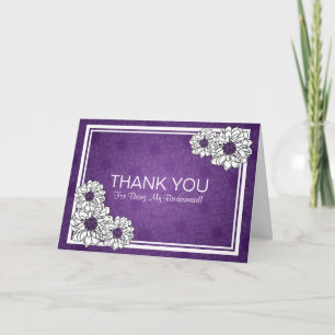 Tarjeta De Agradecimiento Gracias Bridesmaid Dahlia Floral Púrpura