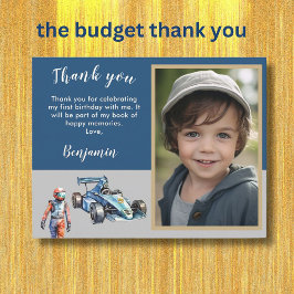 Tarjeta De Agradecimiento Gracias BUDGET Foto Niño Carrera Cumpleaños 5