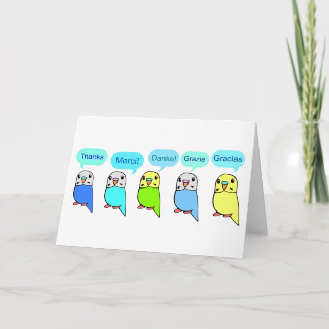 Tarjeta De Agradecimiento Gracias-budgies (Anverso)