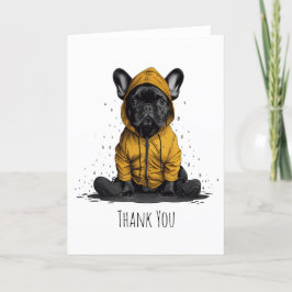 Tarjeta De Agradecimiento Gracias Bulldog francés con abrigo de lluvia