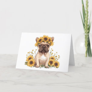 Tarjeta De Agradecimiento Gracias Bulldog francés girasoles