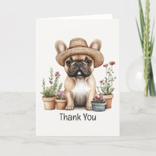 Tarjeta De Agradecimiento Gracias Bulldog francés Jardining Flower Pots