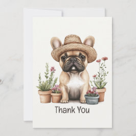 Tarjeta De Agradecimiento Gracias Bulldog francés Jardining Flower Pots