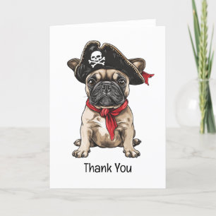 Tarjeta De Agradecimiento Gracias Bulldog francés pirata Skull Crossbone