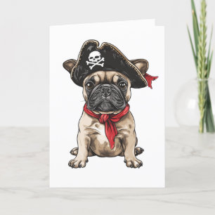 Tarjeta De Agradecimiento Gracias Bulldog francés pirata Skull Crossbone