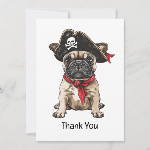Tarjeta De Agradecimiento Gracias Bulldog francés pirata Skull Crossbone