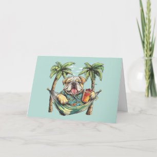 Tarjeta De Agradecimiento Gracias Bulldog Inglés con Camiseta Hawaiana