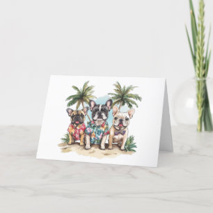Tarjeta De Agradecimiento Gracias Bulldoges franceses con Camisetas hawaiano
