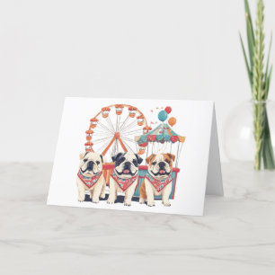 Tarjeta De Agradecimiento Gracias Bulldoges Ingleses En Un Carnaval