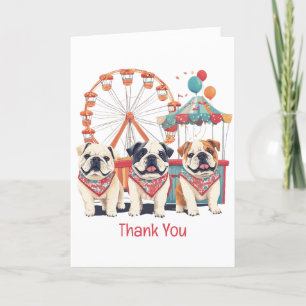 Tarjeta De Agradecimiento Gracias Bulldoges Ingleses En Un Carnaval