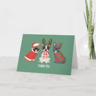 Tarjeta De Agradecimiento Gracias Bulldogs Franceses Navidad