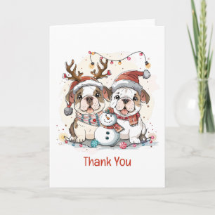 Tarjeta De Agradecimiento Gracias Bulldogs Ingleses de Navidad