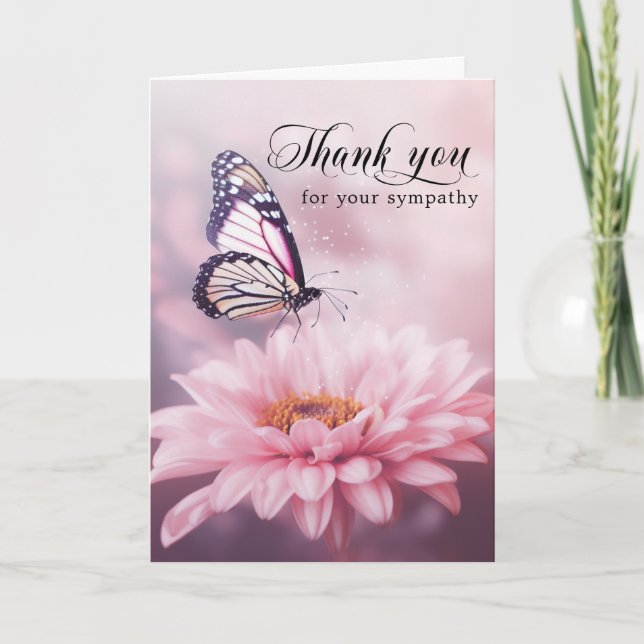 Tarjeta De Agradecimiento Gracias Butterfly funeral Flower Pink | Foto (Anverso)