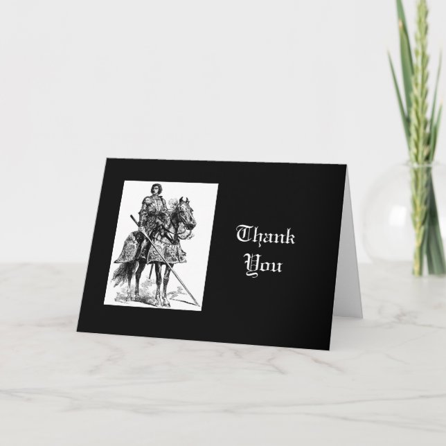 Tarjeta De Agradecimiento Gracias, caballero divertido en brillante armadura (Anverso)