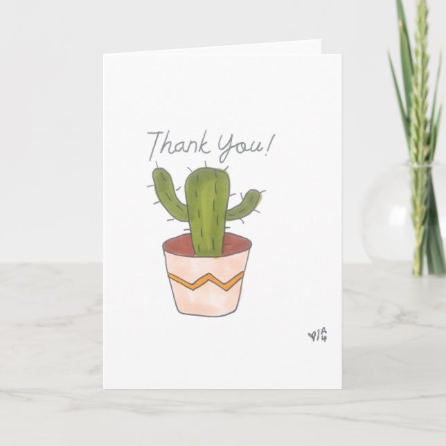 Tarjeta De Agradecimiento Gracias Cactus 3 Card (Anverso)