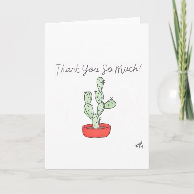 Tarjeta De Agradecimiento Gracias Cactus 5 Card (Anverso)