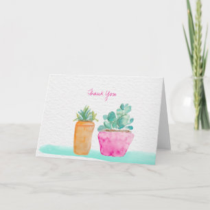 Tarjeta De Agradecimiento Gracias cactus potted pintado a mano