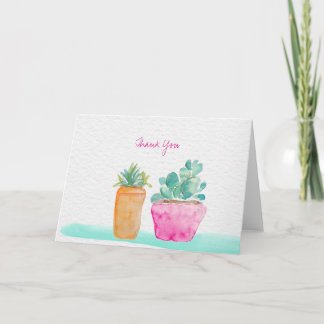 Tarjeta De Agradecimiento Gracias cactus potted pintado a mano