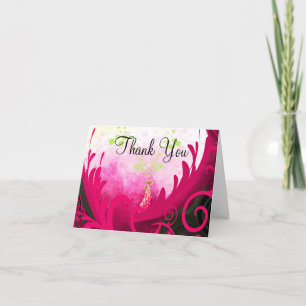 Tarjeta De Agradecimiento Gracias Calla Lily Rasberry con Lime Bubbles
