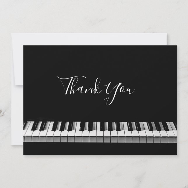 Tarjeta De Agradecimiento gracias calligraphy piano (Anverso)