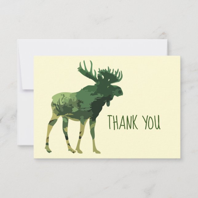 Tarjeta De Agradecimiento Gracias Camouflage Moose Animal Blank Inside (Anverso)
