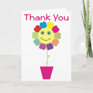 Tarjeta De Agradecimiento Gracias Cara Amarilla Girasol Rosa