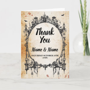 Tarjeta De Agradecimiento Gracias Card Boda gótica Halloween Rustic