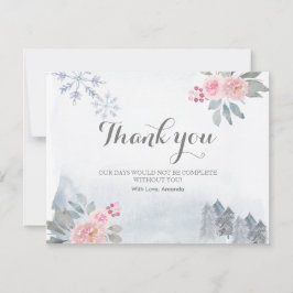 Tarjeta De Agradecimiento Gracias Card Winter Pine Trees Gold