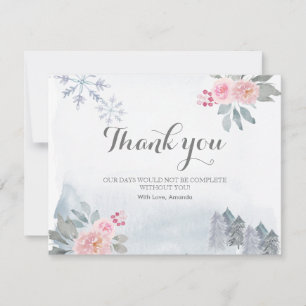 Tarjeta De Agradecimiento Gracias Card Winter Pine Trees Gold